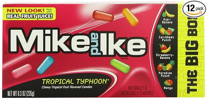 Mike and Ike Chewy Candy Tropical Typhoon 8.3 Ounce (Pack of 12)