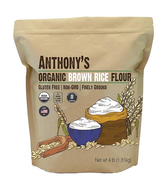 Anthony's Organic Brown Rice Flour 4 Pound Gluten Free Product of USA Finely Ground
