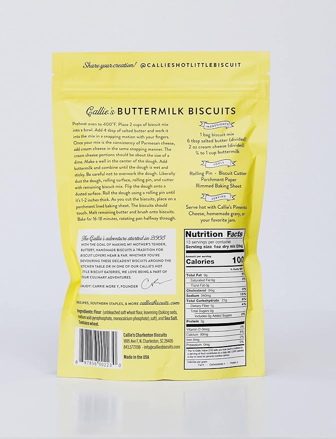 Callie’s Hot Little Biscuit Buttermilk Biscuit Mix Fast &amp Easy Southern Recipe Made with White Lily Flour &amp Real Dairy No Preservatives Makes One Dozen Biscuits per Bag 13 oz (Pack of 3)