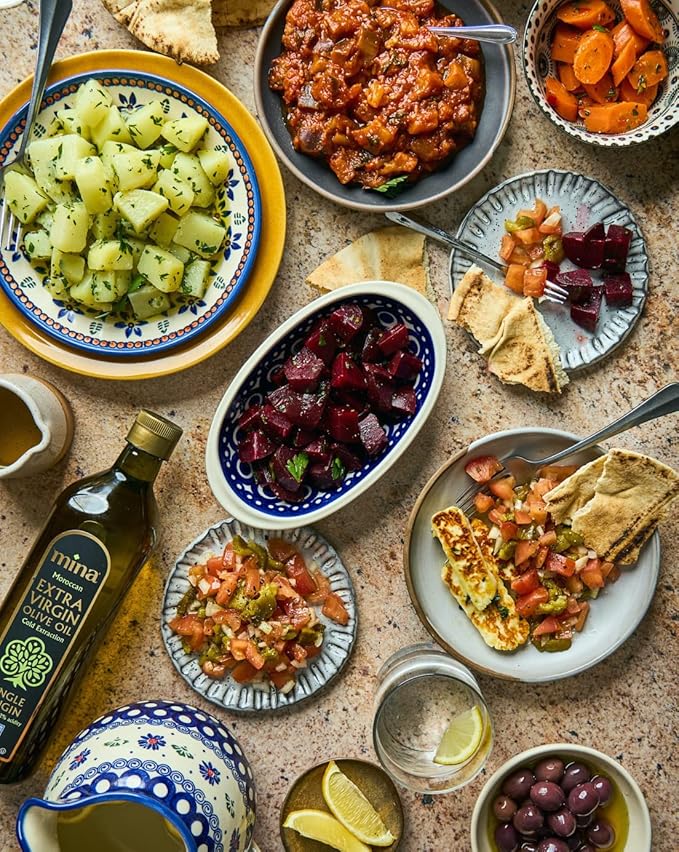 Mina Moroccan Olive Oil Extra Virgin 169 Fl Oz New Harvest Polyphenol Rich Olive Oil Single Origin Extra Virgin Olive Oil Cold Extraction Less than 0.2% Acidity 5 L