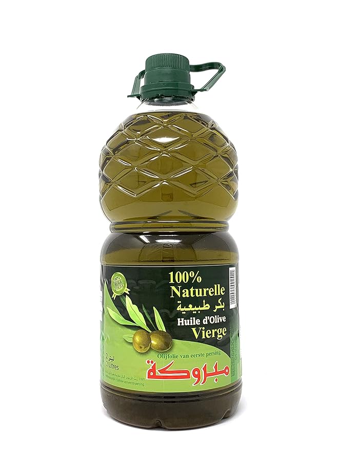 Mabrouka Moroccan Virgin Olive Oil First Cold Pressed (2 Liters) 68 Fl Oz