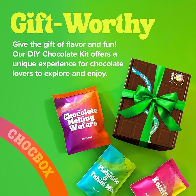 Chocbox Viral Dubai Milk Chocolate Bar Kit - Includes Chocolate Mold Choc Wafers Shredded Kataifi Pistachio Cream - DIY Gift Box Dubai Kit - Great Gift