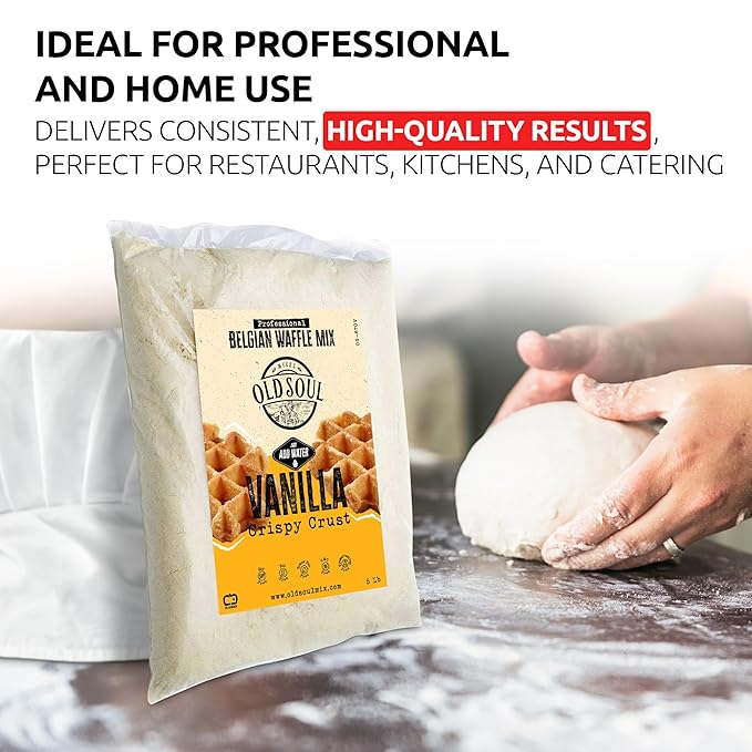 OldSoul Professional Belgian Waffle Mix | 10 Lbs | Crispy | Vanilla Flavor | 56 Waffles (10 Lbs Traditional)