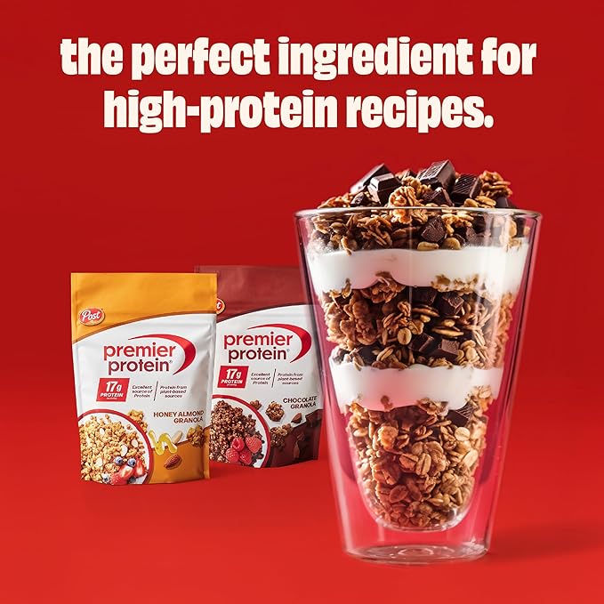 Premier Protein Granola Chocolate Flavored Crunchy Clusters Yogurt Topping or On-The-Go Snack 9 oz Resealable Bag (Pack of 5)