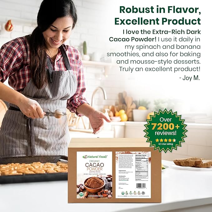 Premium Organic Cacao Powder - 55 lbs - Extra Rich - The Essence of Dark Chocolate - Product of Switzerland - 100% Pure Cold-Pressed Vegan Non GMO Gluten Free Kosher
