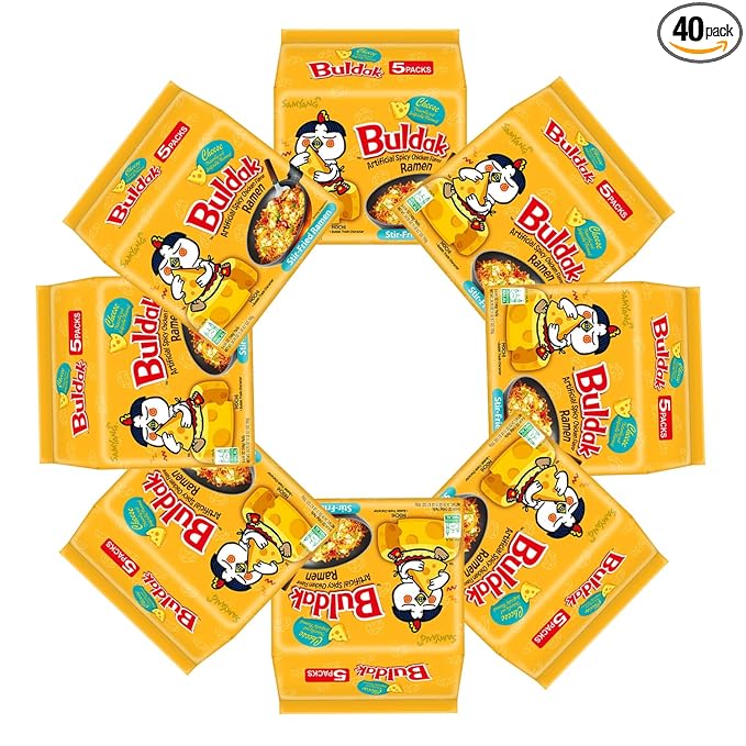 Samyang Buldak RamenSpicy NoodlesStir Fried Ramen NoodlesCheese40 Packs in 1 Box