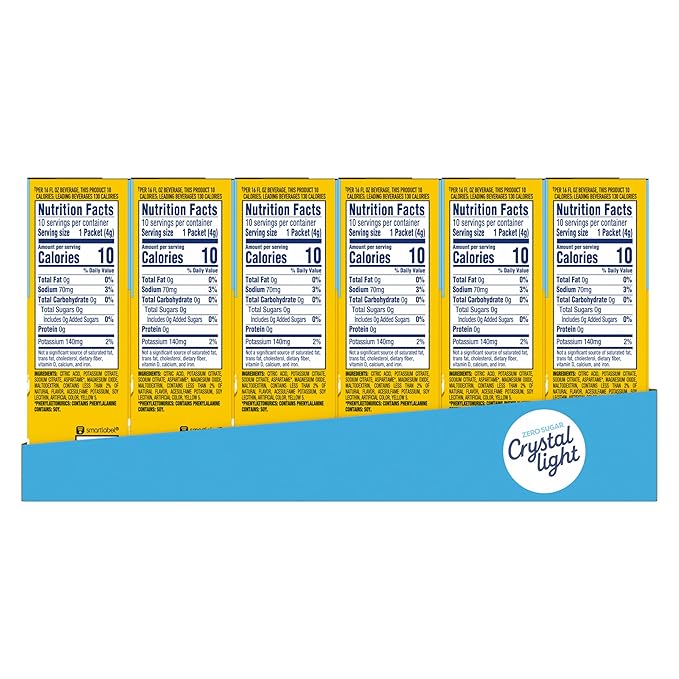 Crystal Light Drink Mix 120 Packets for Convenient On-the-Go Flavorful Hydration Lemonade Natural Flavor with other natural flavor Zero Sugar 0.14 oz each