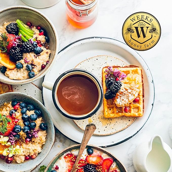 Pure Raw Unfiltered Orange Blossom Honey 16 oz (6 Pack) - Premium American Sourced by Weeks Honey Farm | Light Citrus Floral Natural Sweetener Ideal for Tea Baking | Energy | Wellness