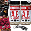 Killer Hogs AP Seasoning All Purpose Premium Barbecue Rub 2 pk (28 oz) + BBQ Guide &amp Bottle Opener (4 Items)!