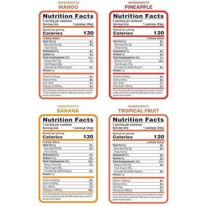 Nature's Turn Freeze-Dried Fruit Snacks Very Berry and Mixed Tropical Crisps Pack of 8 (1.2 oz Each)
