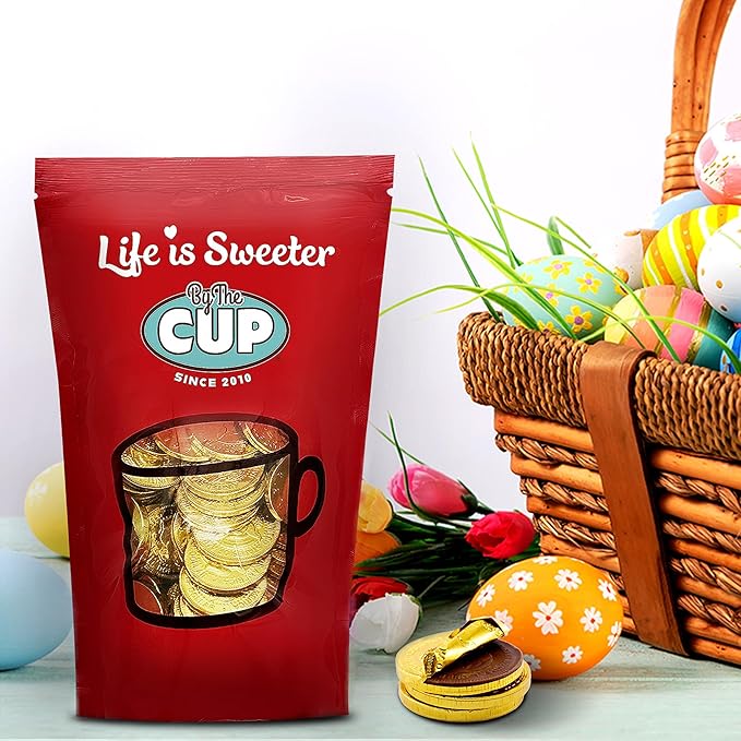By The Cup Milk Chocolate Gold Coins 2 lb Bulk Bag (Approximately 120 Coins)