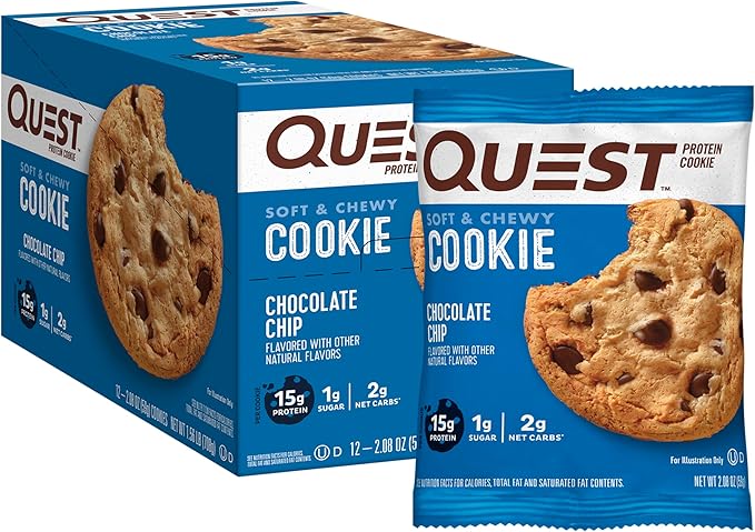 Quest Nutrition Mini Cookies &amp Cream Protein Bars High Protein Low Carb Keto Friendly 14 Count &amp Chocolate Chip Protein Cookie Keto Friendly High Protein Low Carb 12 Count