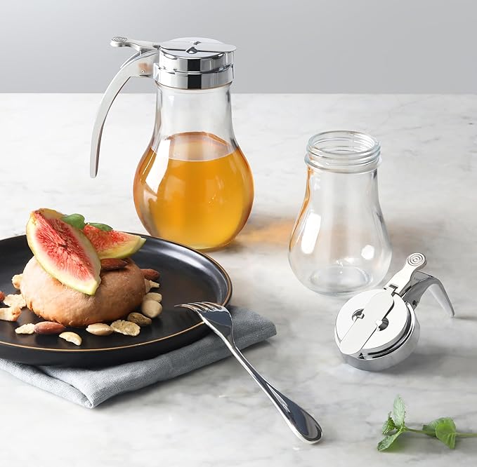 New Star Foodservice 22469 Syrup Dispenser with Chrome Plated Zinc Alloy Top 6-Ounce Set of 12