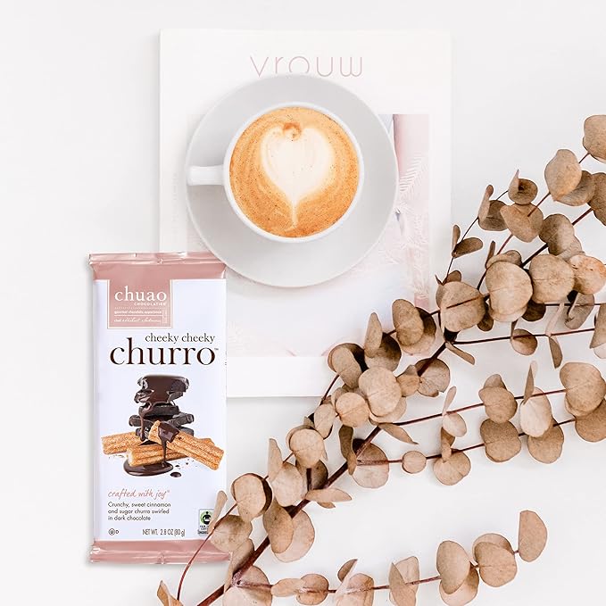 Chuao Chocolatier Cheeky Cheeky Churro Dark Chocolate Gourmet Bars | For Gift Baskets Birthday Thank You Care Package | 12 Pack 2.8 oz Each