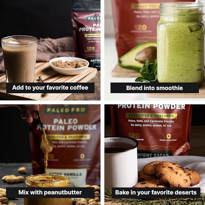 Paleo Pro 26G Beef Protein Powder - Grass Fed Protein Powder Isolate - Pure Animal Based Pastured &amp Cage-Free | Dairy &amp Gluten Free Natural &amp Clean Proteins for Paleo &amp Keto - 15 Days