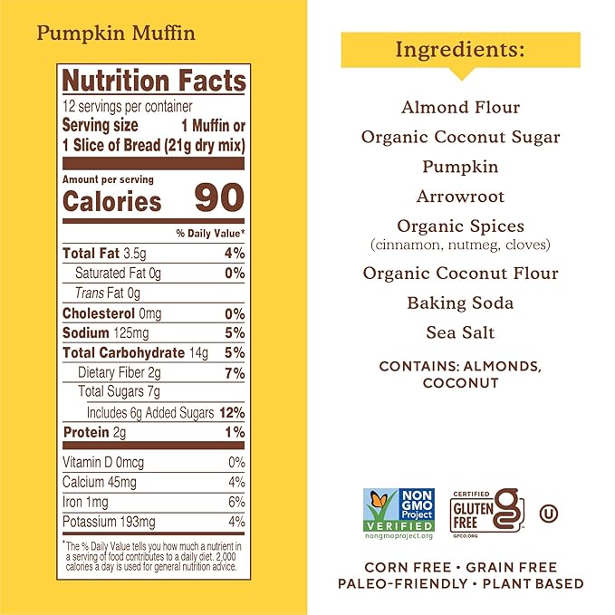 Simple Mills Almond Flour Baking Mix Pumpkin Muffin &amp Bread Mix Gluten Free Plant Based Paleo Friendly 4.25 Ounce (Pack of 24)
