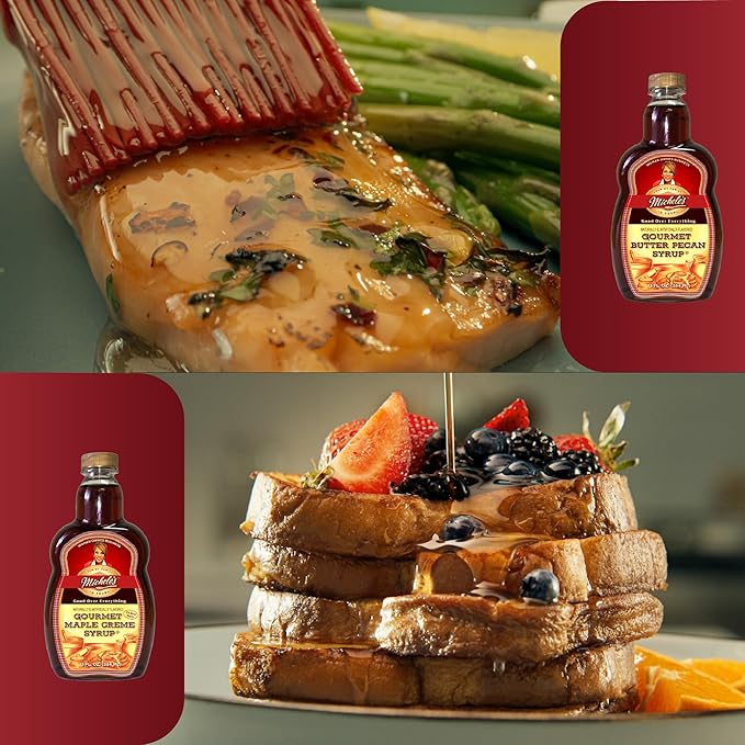 Michele’s 40th Anniversary Gourmet Breakfast Gift Set - Butter Pecan &amp Maple Cream Syrups Buttermilk Pancake Mix Recipe Book - Perfect Holiday &amp Thanksgiving Gifts - Gourmet Food for Foodies