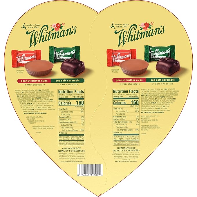 WHITMAN'S Valentine's Day Best Friends Forever Heart Milk &amp Dark Chocolate Candy Gift Box 12.9 oz.