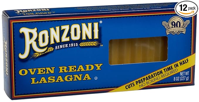Ronzoni Oven Ready Lasagna 8-Ounce Boxes (Pack of 12)