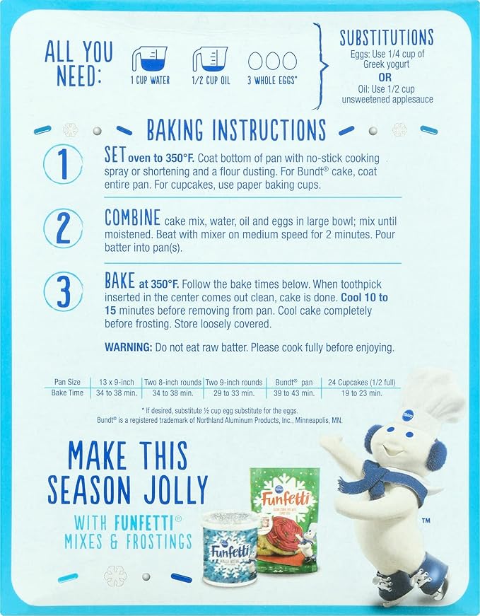 Pillsbury Funfetti Holiday Bundle 1 of each: Winter Cake Mix &amp Blue Vanilla Frosting with By The Cup Spreader