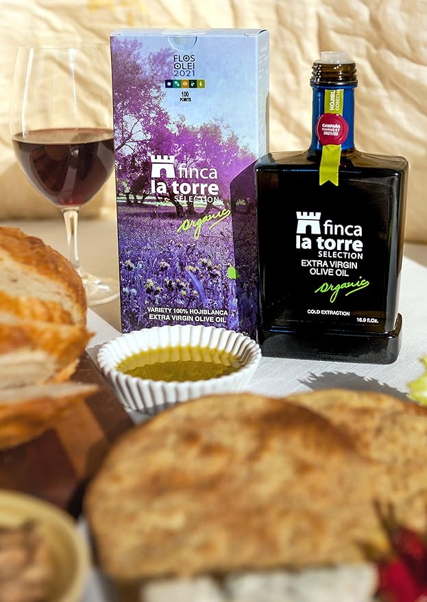 Finca La Torre Hojiblanca Organic Olive Oil - Extra Virgin Cold Pressed Spanish Olive Oil - Premium Oil from Malaga Spain - Gourmet Food Gifts - 2021 Flos Olei Hall of Fame Winner (500 ml Bottle)
