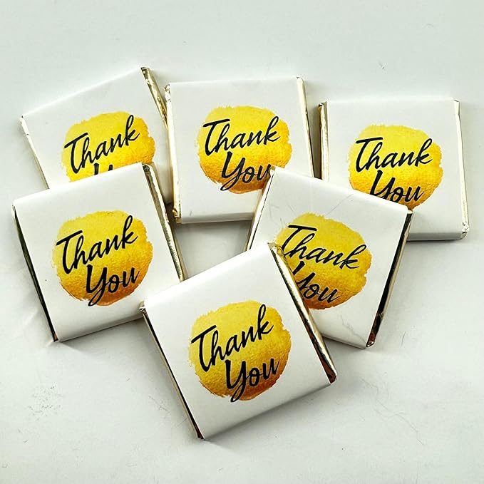 50 pcs Thank You Chocolates - Elegant Milk and Dark Chocolate Treats for Weddings Events Corporate Gifts and Special Occasions (Design 3 - milk)