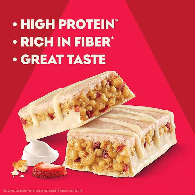 Atkins Strawberry Shortcake Flavor High Protein Bar 15g Protein 1g Sugar 3g Net Carb High Fiber Snacks Keto Friendly Protein Bars 4 Count (Pack of 6)