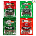 GrazeOn Beef Jerky Crisps Variety Pack - High Protein No Sugar Crunchy Air-Dried Meat Snack All-Natural Low Carb Keto Paleo Whole30 Spicy Pack All Natural Jerky Sampler with Red Chile Jalapeñ