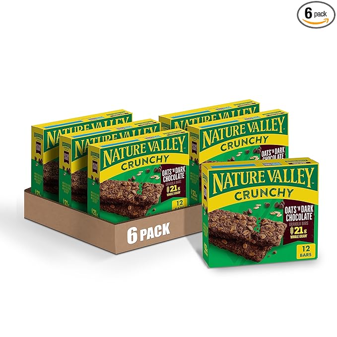 Nature Valley Crunchy Granola Bars Oats 'n Dark Chocolate 12 Bars 8.94 OZ (6 Pouches) (Pack of 6)