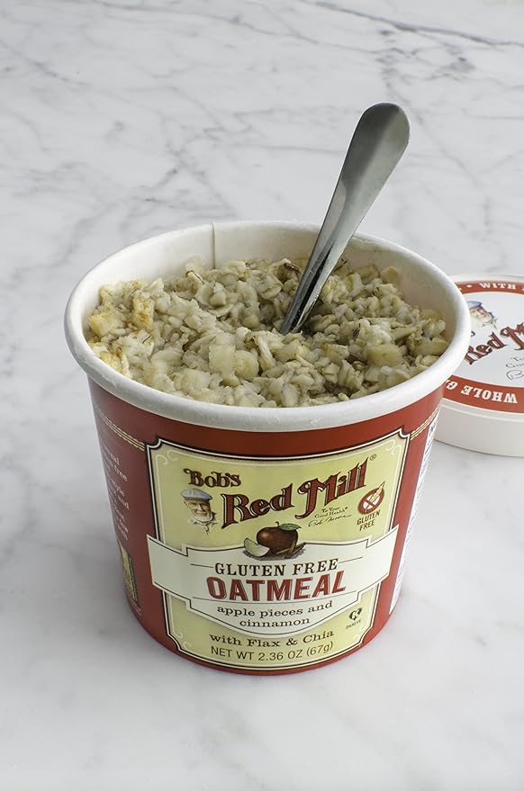 Bob's Red Mill GF Oatmeal Cup Apple &amp Cinnamon 2.36 Ounce Cup (Pack of 8) Gluten Free Non-GMO Whole Grain Kosher
