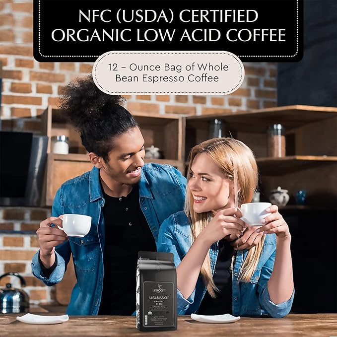 Lifeboost Organic Espresso Whole Bean Coffee - Low Acid Espresso Coffee Non-GMO USDA Organic Single Origin Third-Party Tested for Mycotoxins &amp Pesticides - 12 oz Pack of 3