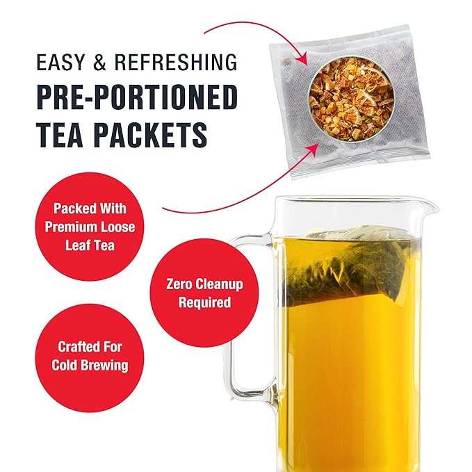 Tiesta Tea - Maui Mango Cold Brew Loose Leaf Mango Pineapple Herbal Tea Premium Non-Caffeinated Blend Cold Brew Packets Makes 64oz Pitcher Per Bag (Pack of 10)
