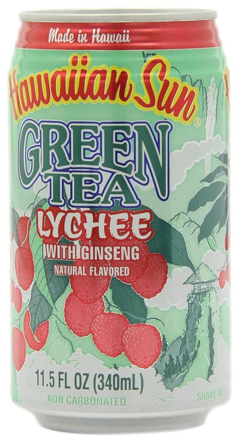 Hawaiian Sun Green Tea Lychee with Ginseng 11.5-Ounce Cans (Pack of 24)