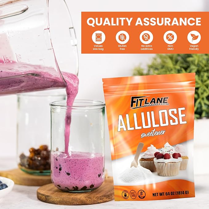Allulose Sweetener 4 lbs - Pure Low Calorie Zero Net Carb Natural Keto Sugar Substitute With No Aftertaste - Perfect for Baking and Sweetening Your Favorite Foods - By Fit Lane Nutrition