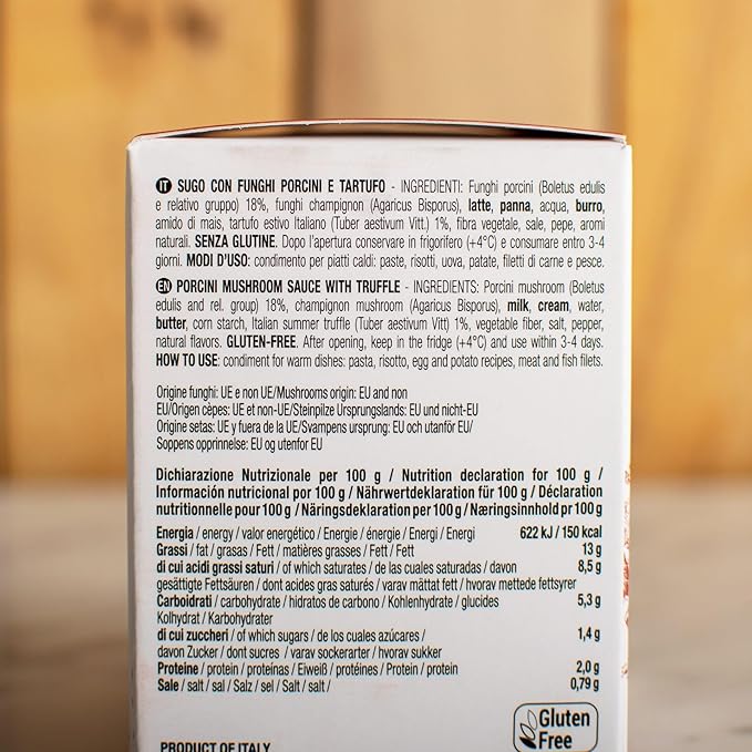 Tartuflanghe Porcini Mushroom and Truffle Sauce. 180g 6.35oz