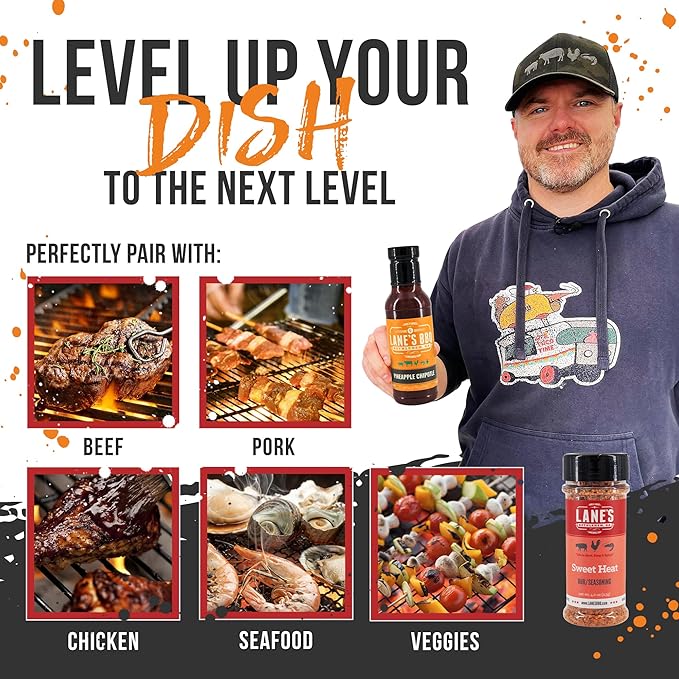 Lane's Pineapple Chipotle BBQ Sauce Bundle with Sweet Heat Rub &amp Seasoning Tropically Inspired Championship Barbecue Sauce for Chicken Made in USA