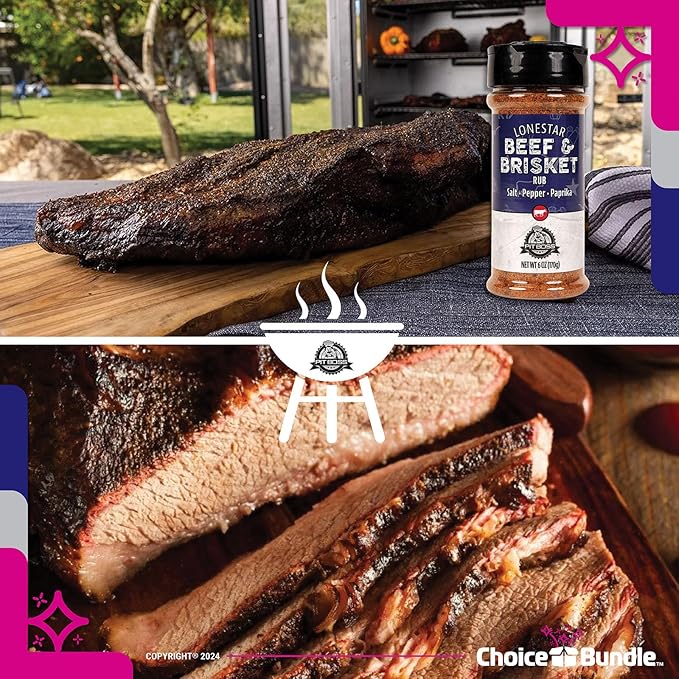 Pit Boss Lonestar Brisket - Texas Style Premium BBQ Barbecue Mixed Seasoning Spice &amp Rub 3 Pk Choice Bundle (18 oz) + Guide &amp Bottle Opener (5 Items)!
