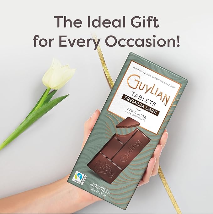 Easter Dark Chocolate Candy Bar by GuyLian 3.53oz Premium Belgian 72% Cocoa Gourmet Chocolate Tablet Easter Basket Stuffers for Adults Gifts (12 bars)