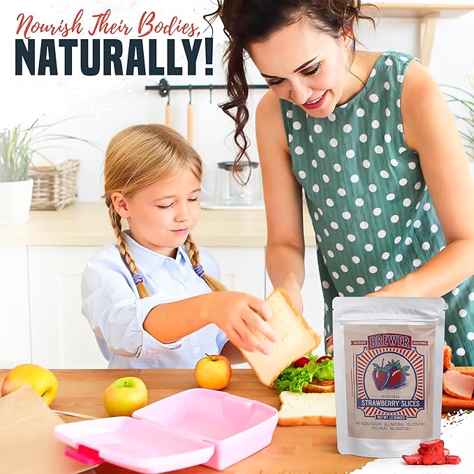 Brewer Outdoor Solutions Freeze Dried Strawberry Slices - Pack of 10 1.2 Oz each - No Sugar Added Bulk Pack of Dehydrated Strawberries Nutritious and Delicious