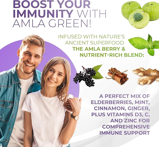 Amla Powder &amp Immunity Blend Superfood Supplement with Elderberry 20x Ultra Concentrated Amla Immune Support Made with Ginger Cinnamon Peppermint Indian Gooseberries Immunity 90 Servings