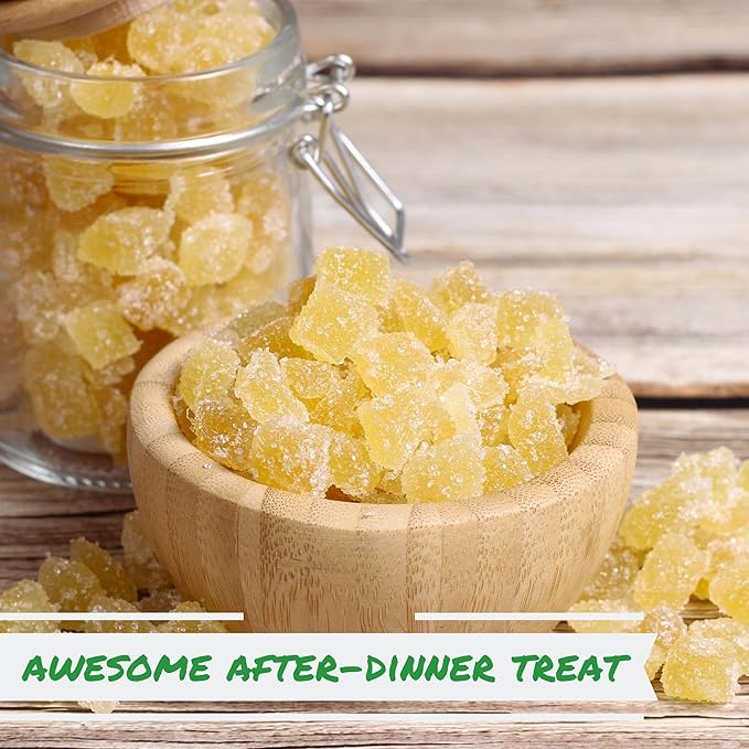 Crystallized Ginger Dices by It's Delish 2.5 Lbs Jumbo Container | Candied Dried Ginger Fruit Chews Natural Candy Ginger Root with Sugar Crystals Unsulphured No Color Added - Healthy Snack Vegan