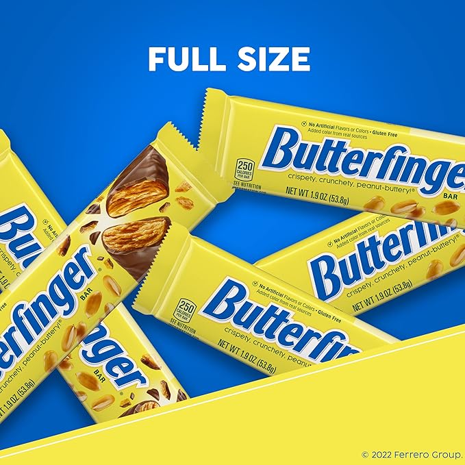 Butterfinger Full Size Candy Bar 36 Count Crispety Crunchety Peanut-Buttery On-The-Go Sweet Treat 1.9 oz Each