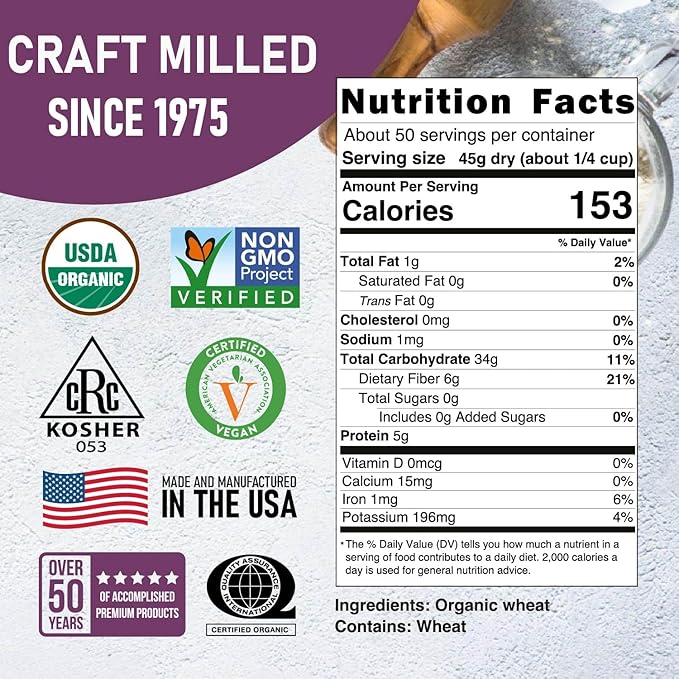 Great River Milling Organic Soft White Winter Wheat | Whole Grain Wheat Berries for Baking &amp Milling | USDA Organic Non-GMO Kosher | Ideal for Pastries Tender Breads Desserts Soup &amp Salad