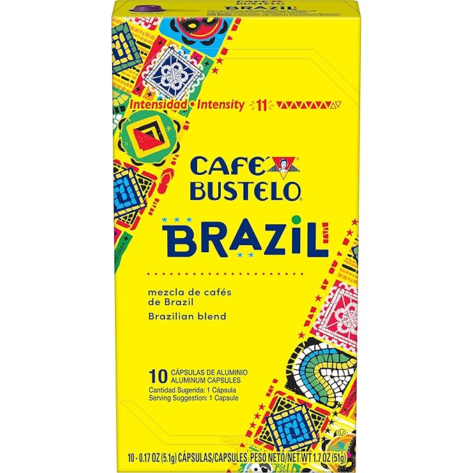 Café Bustelo Aluminum Espresso Capsules Brazil Blend Nespresso Original Line Compatible Intensity 11 40 Count