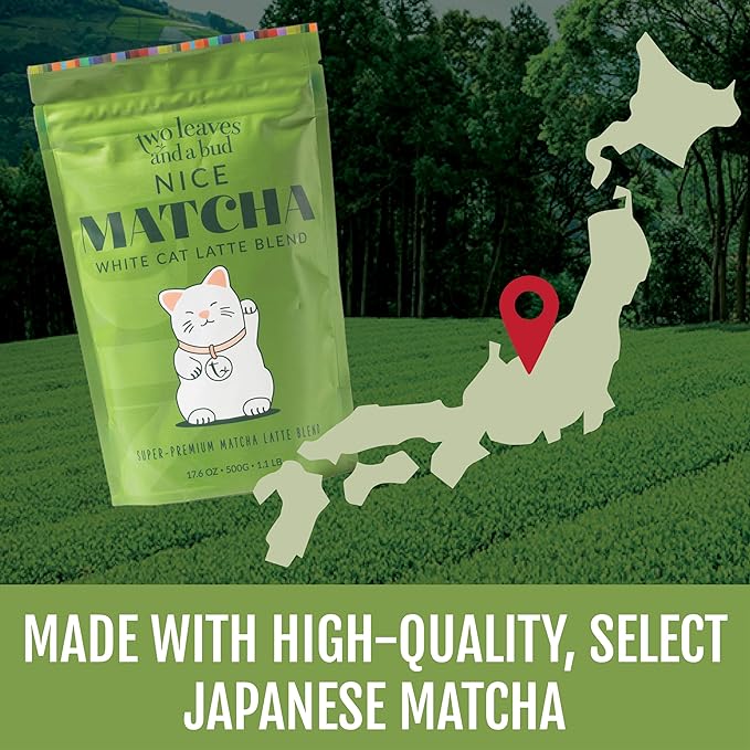Two Leaves and a Bud Nice Matcha Latte Blend (36 Servings) Japanese Matcha Green Tea Powder 1 Resealable Bag 1.1lb (500g)