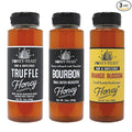 HONEY FEAST Gourmet Honey Trio Gift Set – Includes 12oz Truffle Bourbon and Orange Blossom – Perfect for Cooking Charcuterie Tea and Gifting