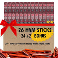 Jerky.com Honey Ham Pork Jerky Snack Sticks 26 Pack (24 + 2 Bonus) | 5g Protein 90 Calories Gluten-Free Individually Wrapped Keto Friendly Low Carb Snack | Delicious Sweet &amp Savory Jerky Meat