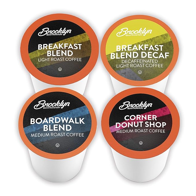 Brooklyn Beans Coffee Pods Breakfast Gourmet Variety Pack - Compatible with Keurig K Cup Brewers Including 2.0 Machines 40 Count Light Roast Selection