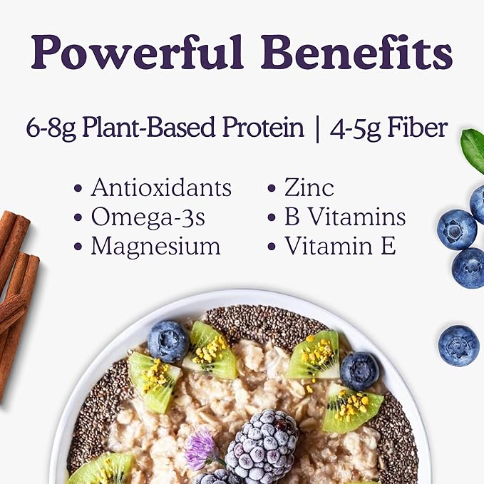 Earnest Eats Superfood Oatmeal Cups - Variety Pack – 7g Plant Protein Gluten Free Vegan On-the-Go Breakfast 2.1 Ounces Each (6 Pack)