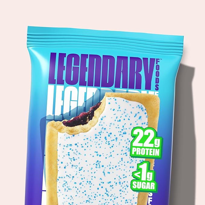 Legendary Foods 22g Protein Pastry 0g Added Sugar Low Carb Gluten Conscious Keto Snack Ideal for Glucose Management Includes Whey Protein Isolate 8 Pack Frosted Blueberry